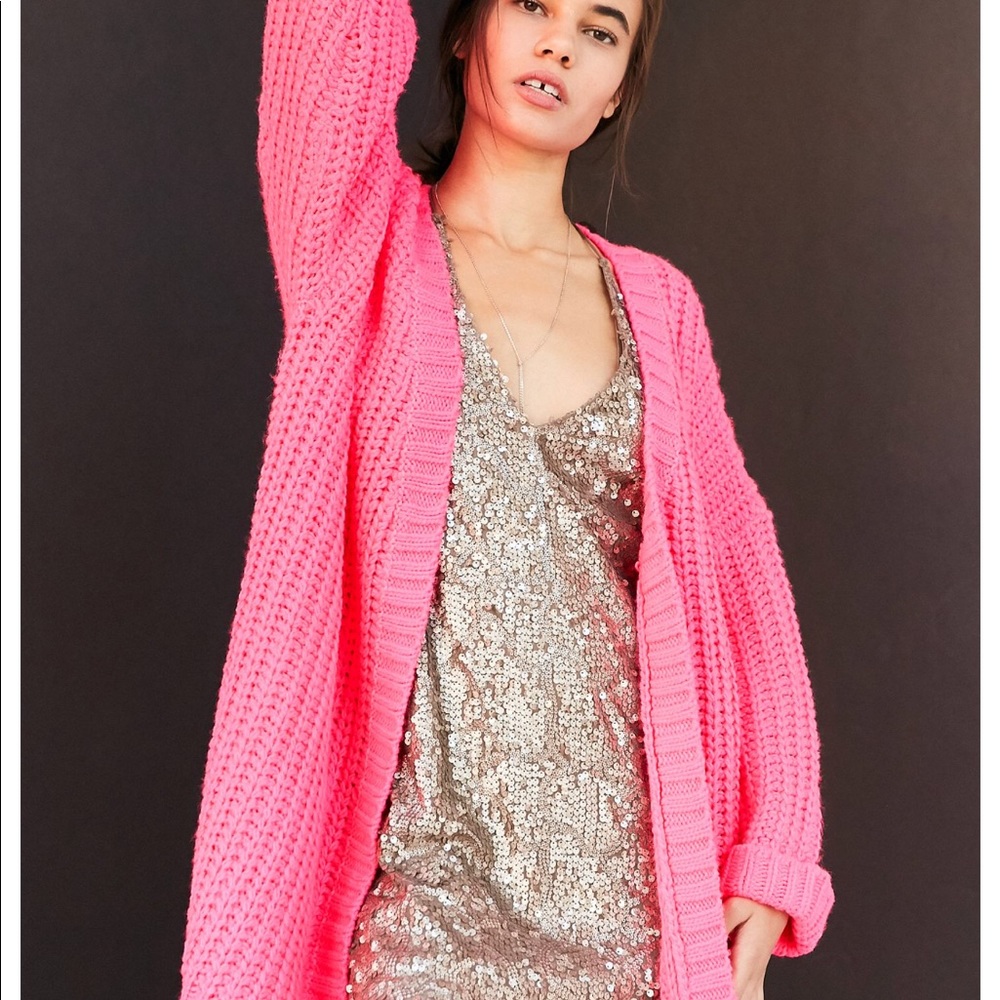 Neon pink cardigan